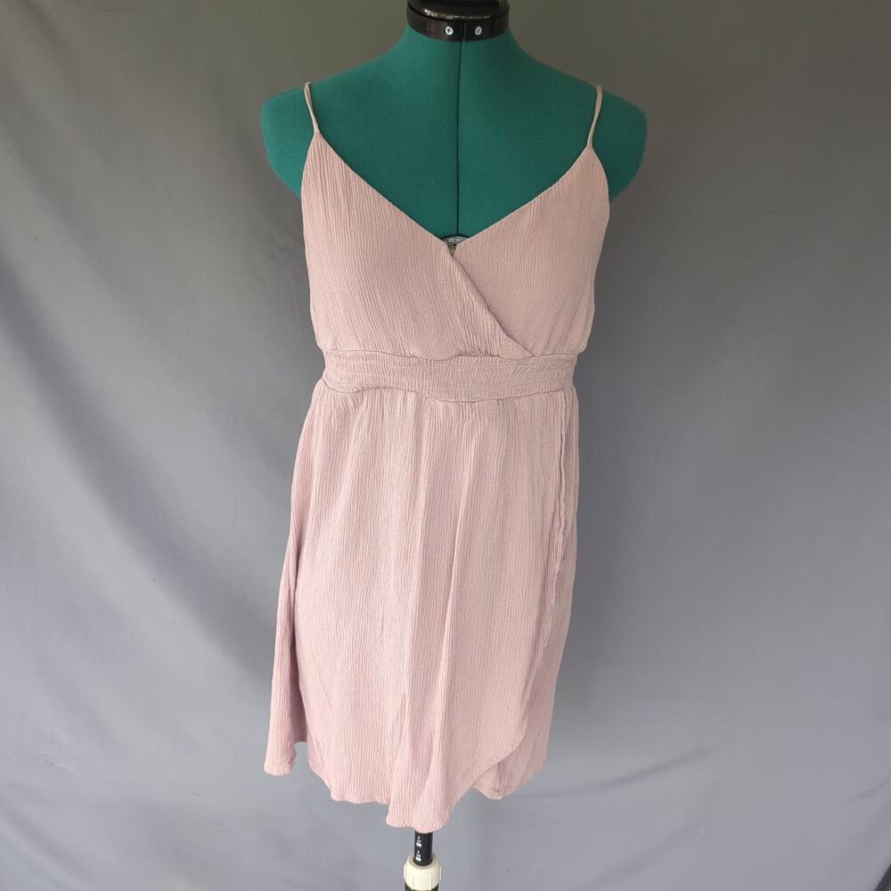 O'Neill Blush Pink Crinkle Wrap Dress Small Boho Coastal Resortwear